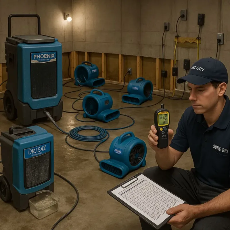 Structural Drying and Dehumidification process in Rice County, KS